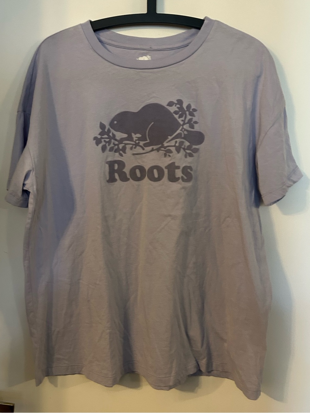 Roots Women’s Lavender Relax Fit Organic Cotton Logo Tee Size Large
